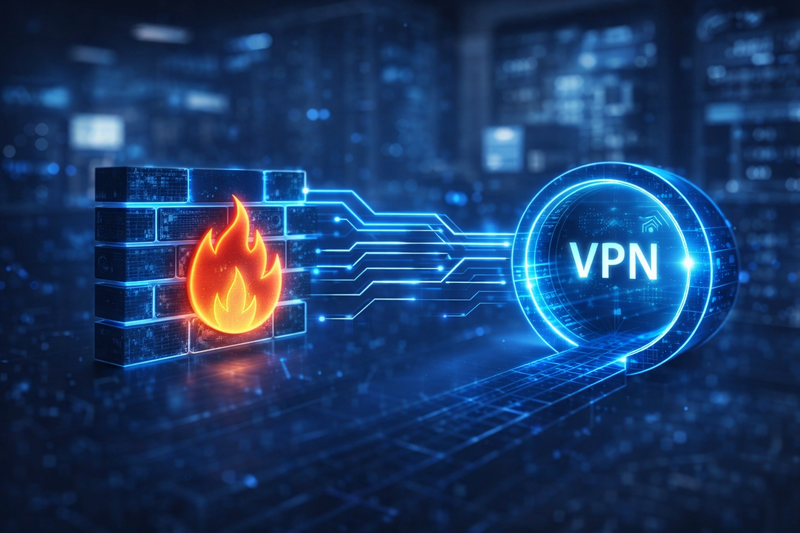 Gráfico ilustrando a eficácia de firewall e VPN para empresas na proteção de redes corporativas.