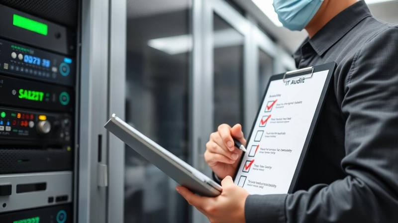 Homem analisando gráficos em um tablet, representando uma auditoria de TI para avaliar a saúde tecnológica de uma empresa em SP