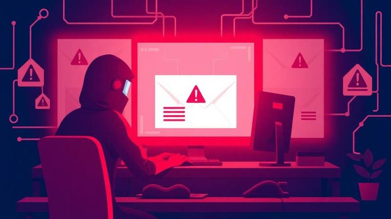 Funcionária de empresa em São Paulo, desconfiada, olhando para a tela do computador com um cadeado digital, simbolizando proteção contra engenharia social.